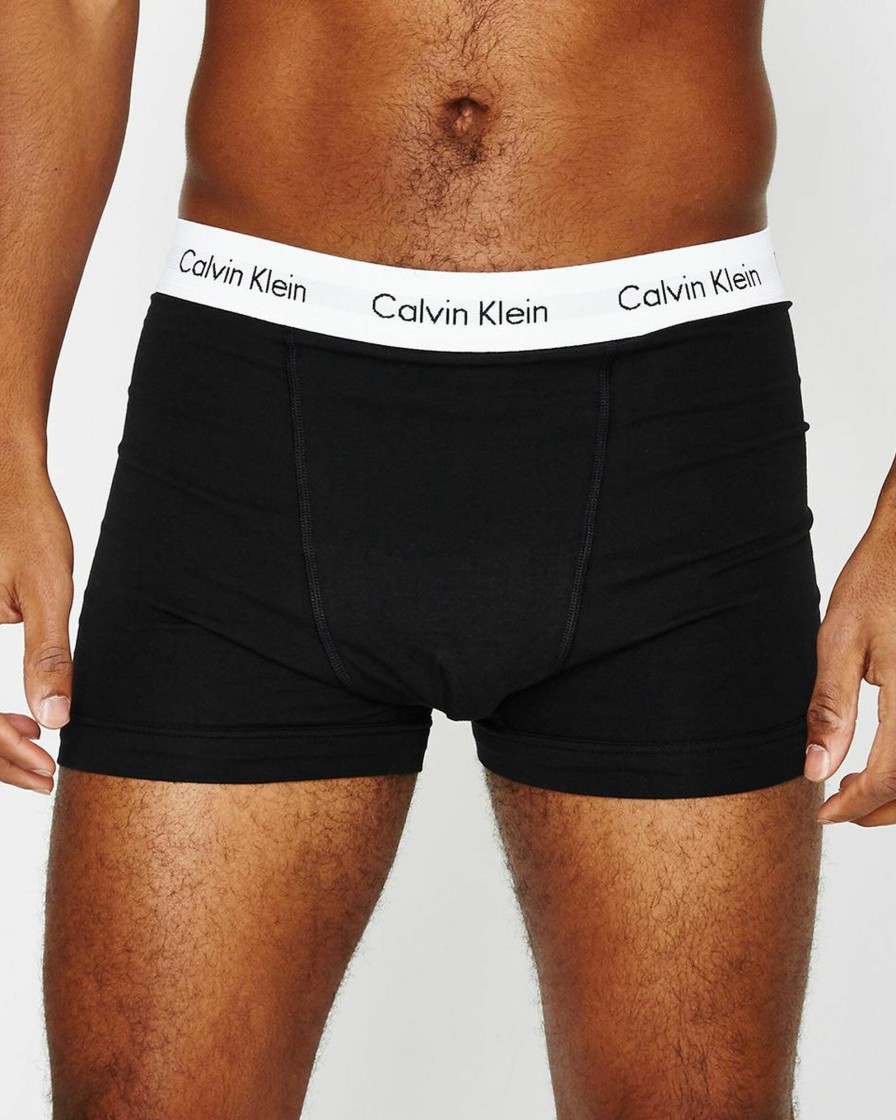 Men CALVIN KLEIN Underwear & Socks | Cotton Stretch Trunks 3 Pack Black ...